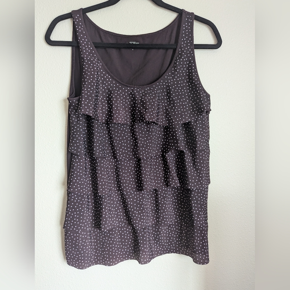 NWOT Ann Taylor LOFT Maroon Polka Dot Blouse Size M